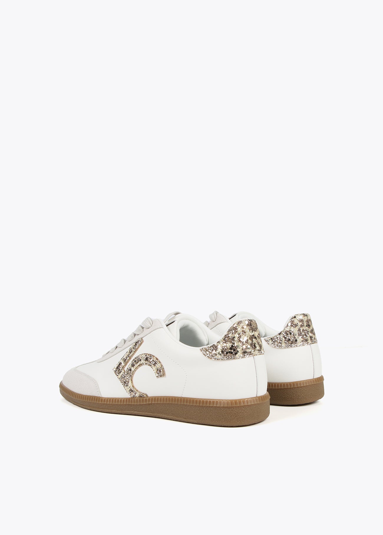 Trainers with leopard and glitter-effect details