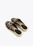 Flat animal print espadrilles with rhinestone detail