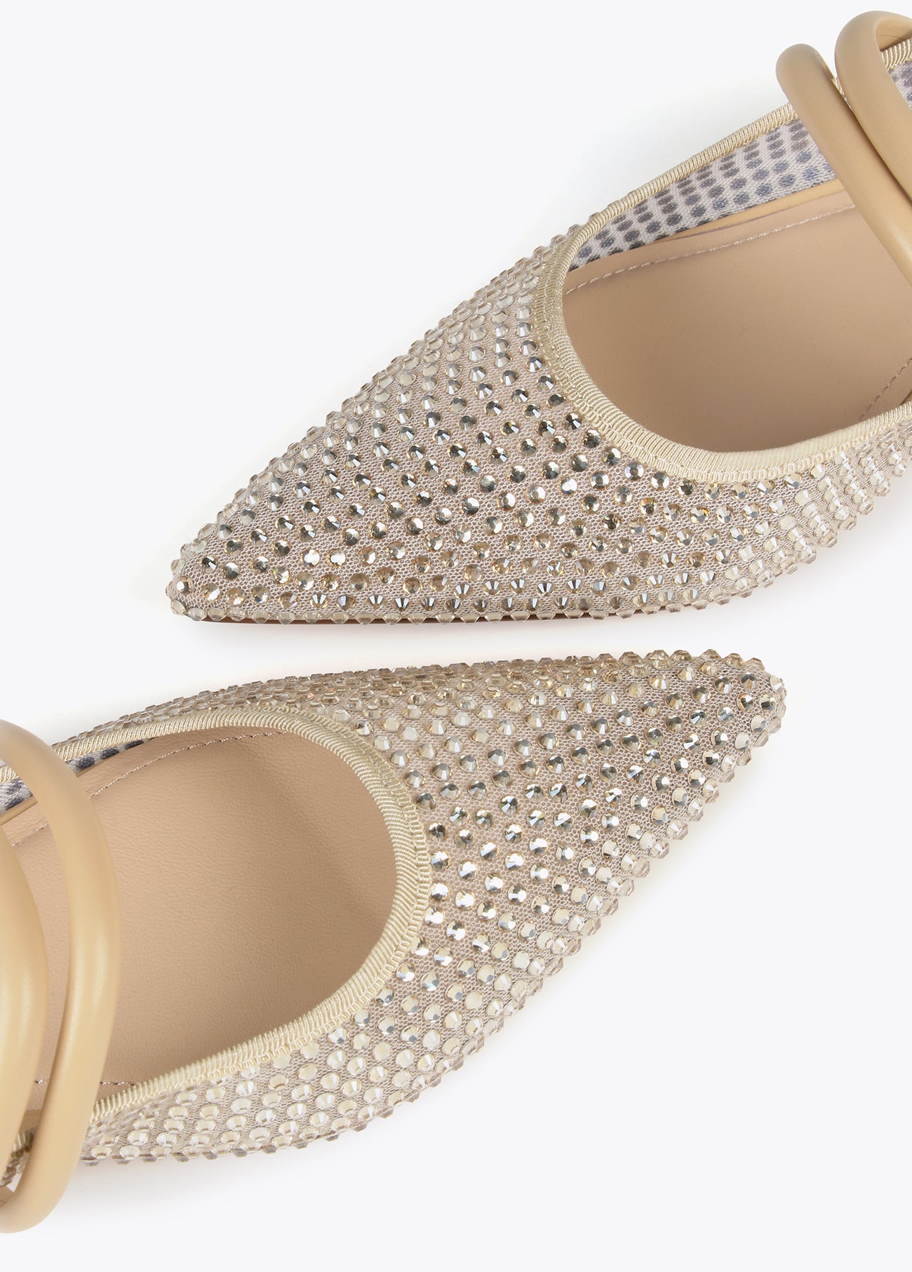 Mesh slingback shoes with rhinestones