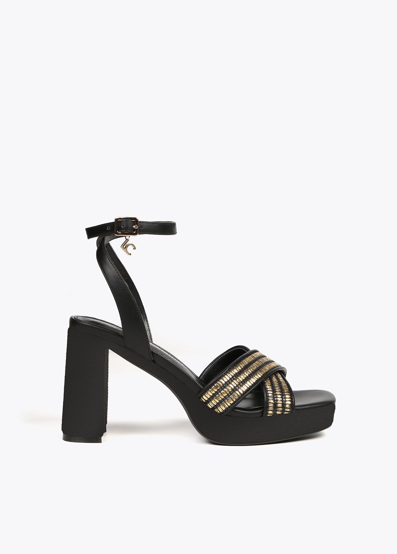 Heeled sandals with metallic details