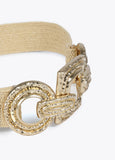 Raffia belt with metal buckle