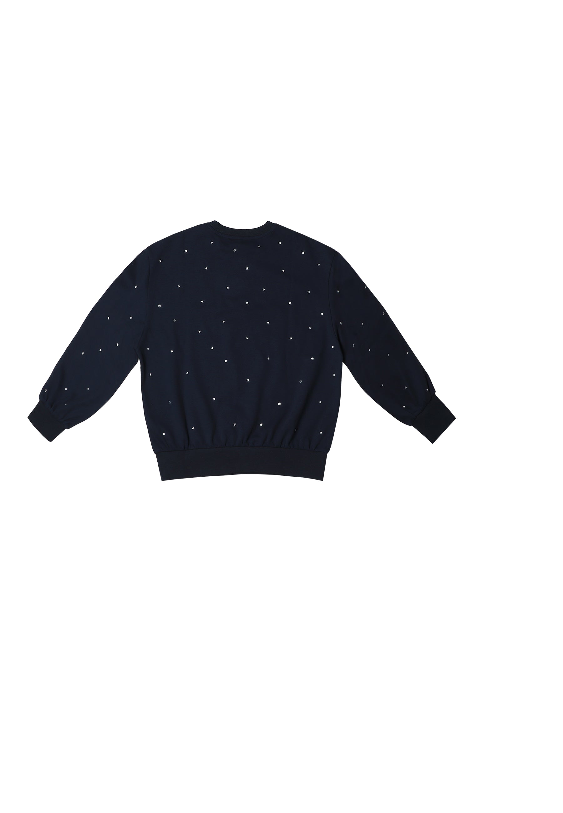 Sweatshirt with sporty stripe and rhinestones