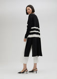 Long two-tone knit cardigan