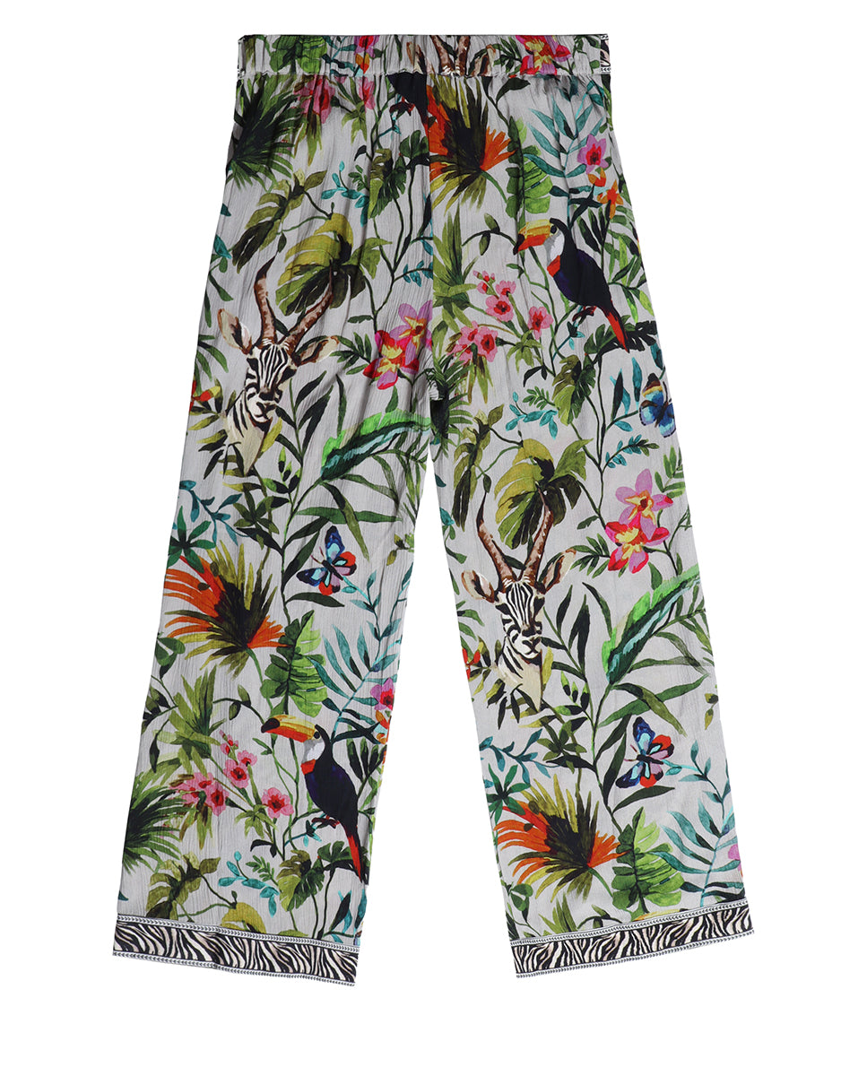 Long jungle print trousers