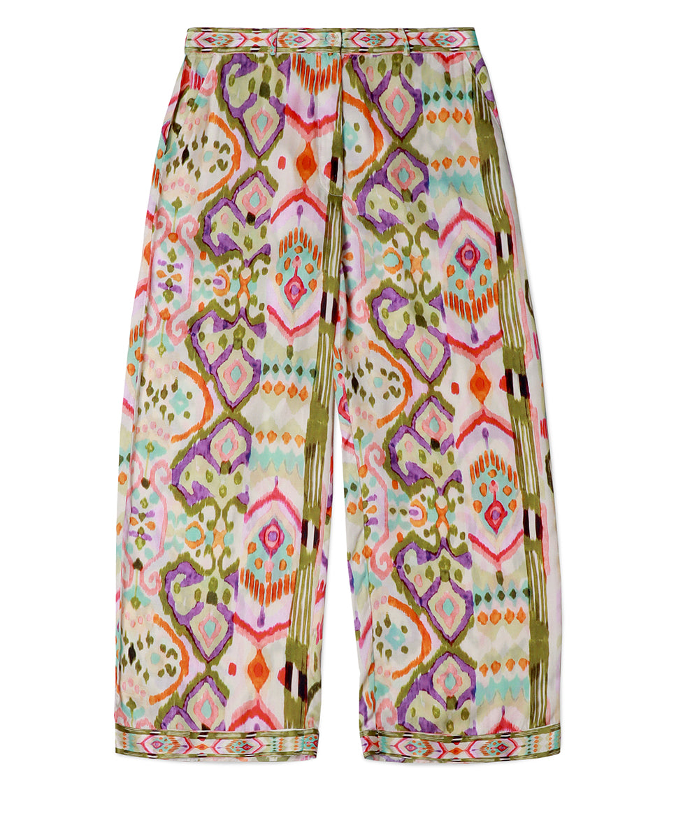 Printed silk culottes