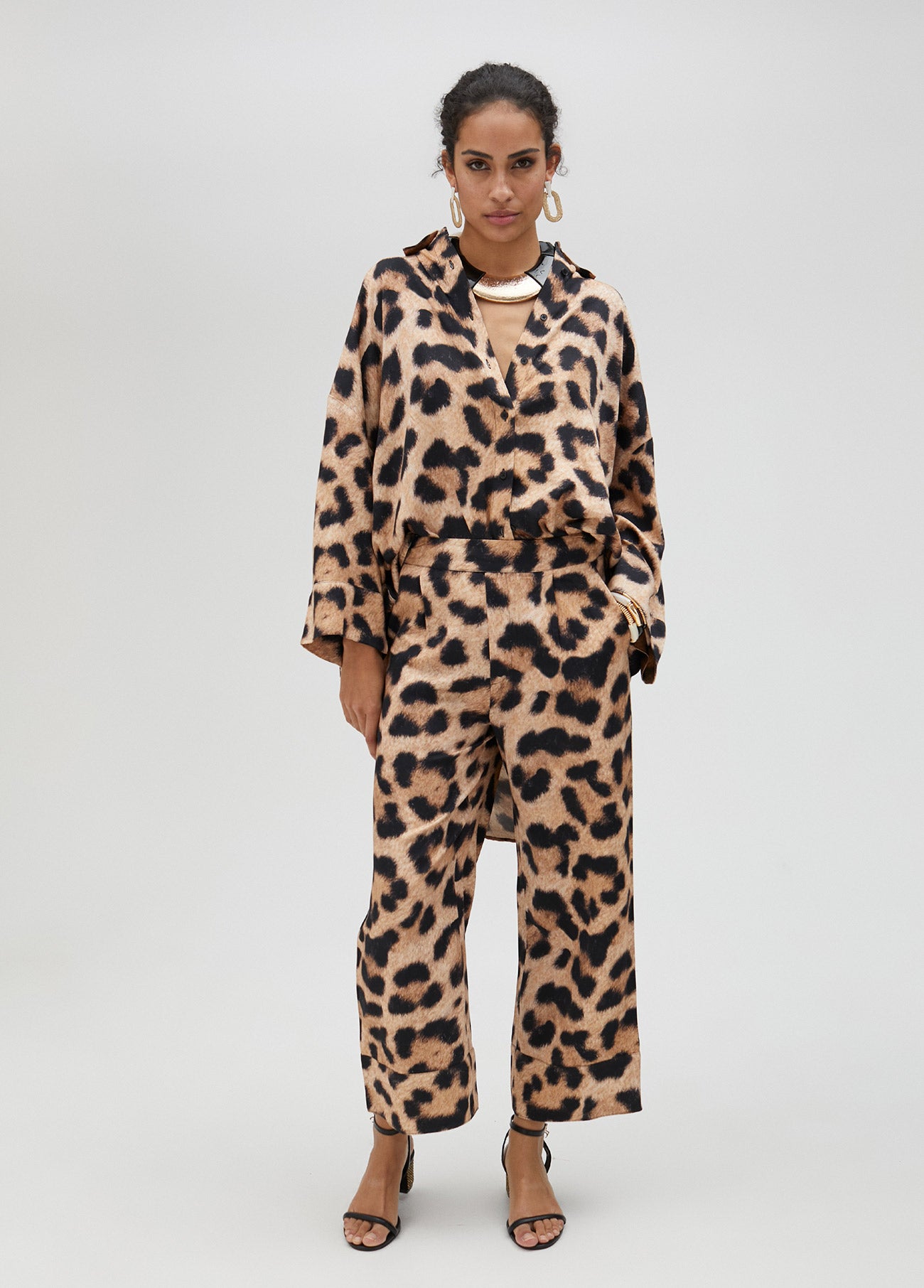 Animal print palazzo trousers