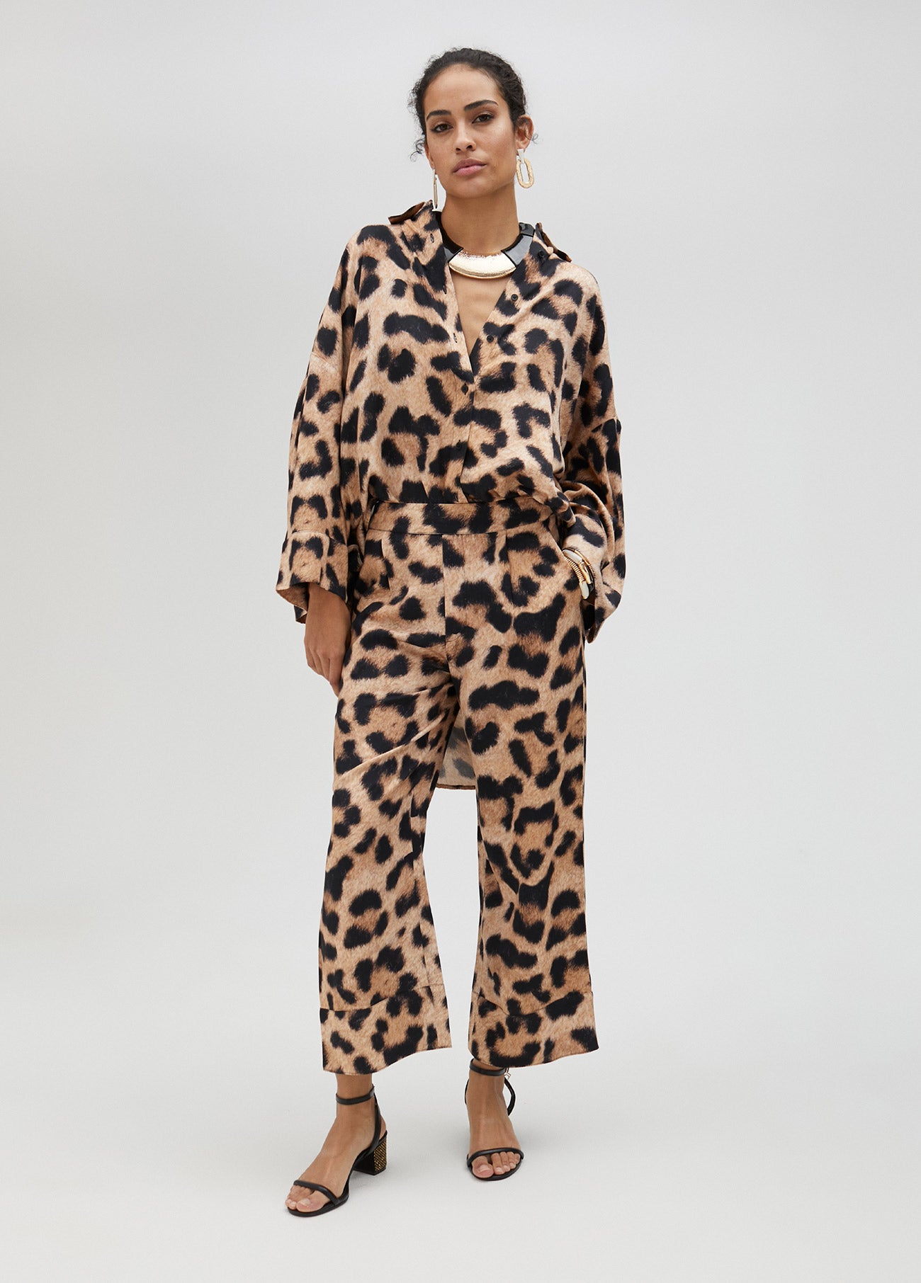 Animal print palazzo trousers