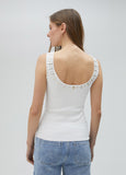 Knit top with rhinestone neckline