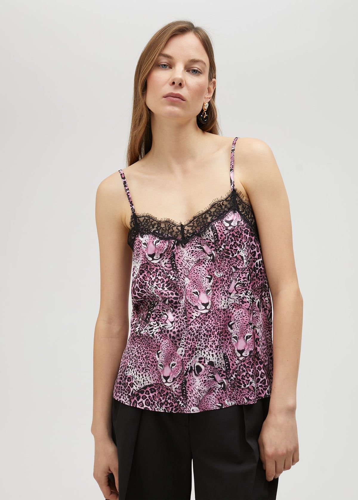 Pink animal print camisole top