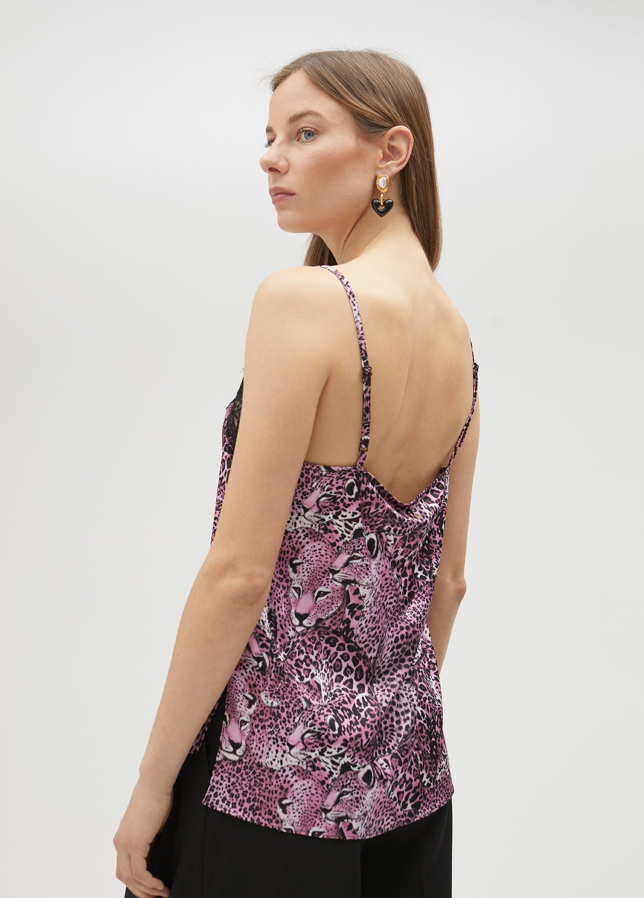 Pink animal print camisole top