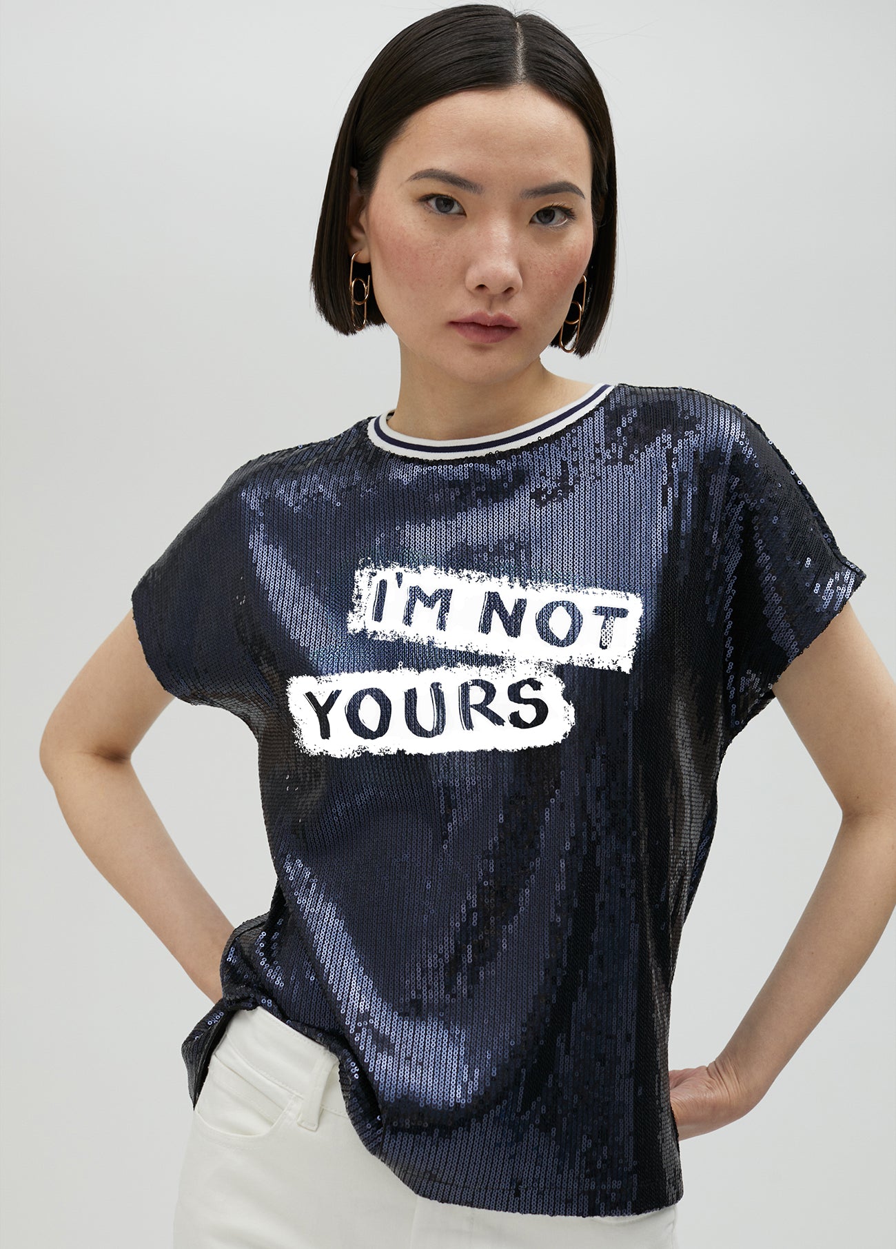 T-shirt with sequinned I’m Not Yours