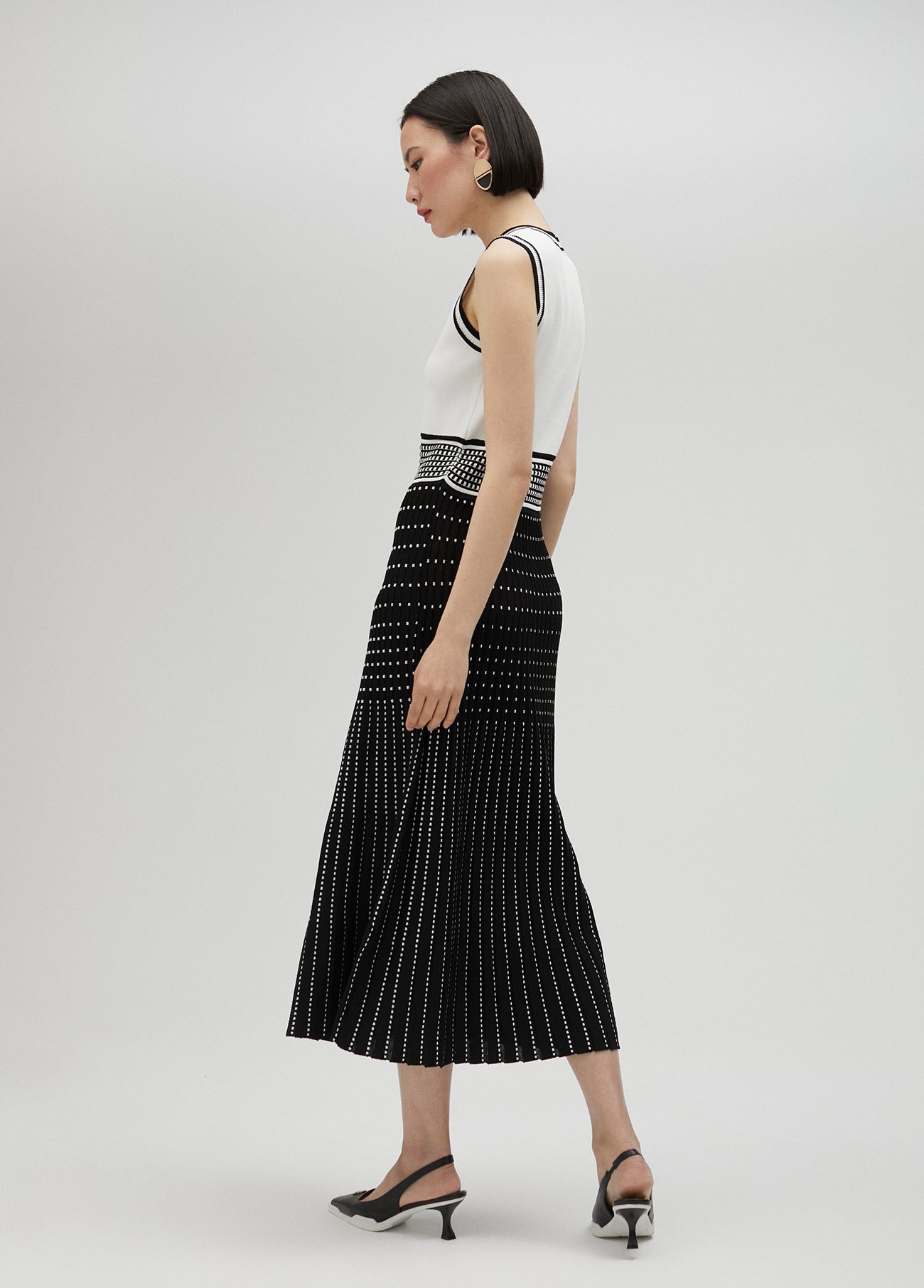 Pleated-effect knit dress