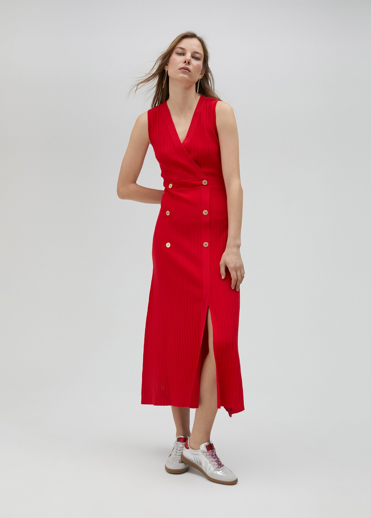 Red knit dress