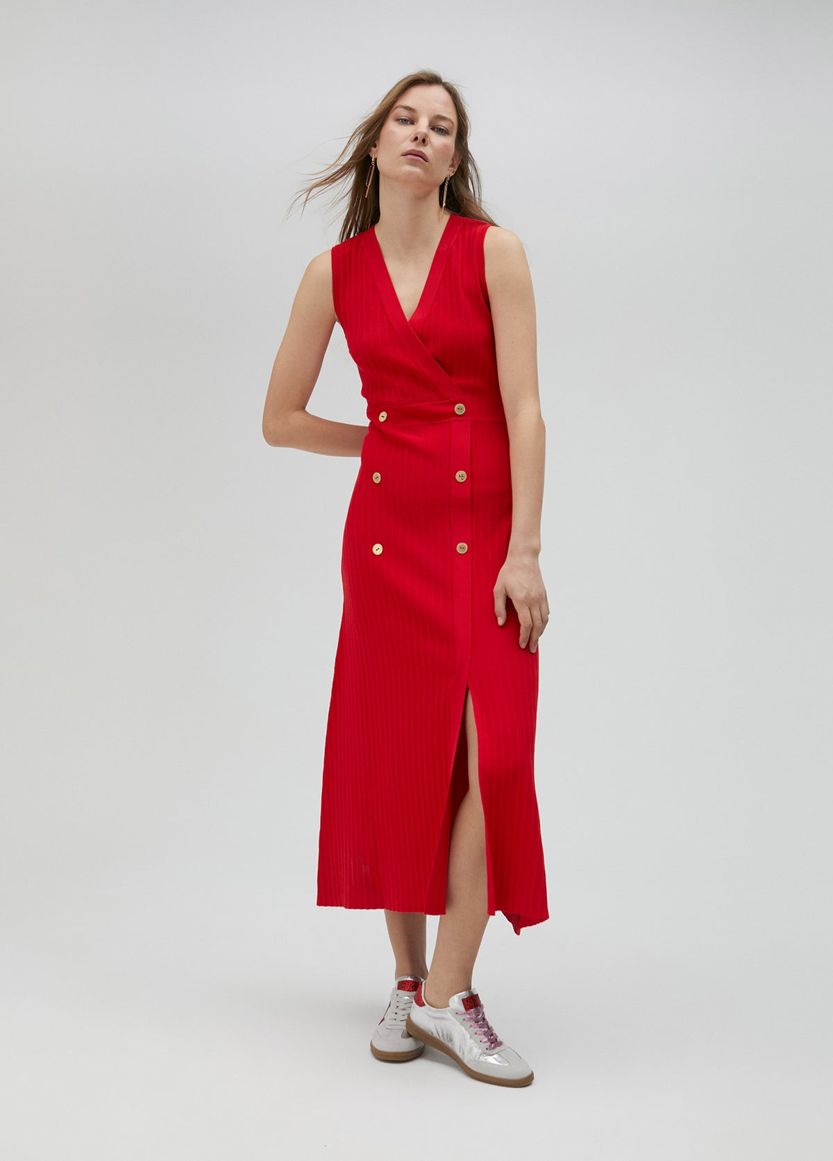 Red knit dress