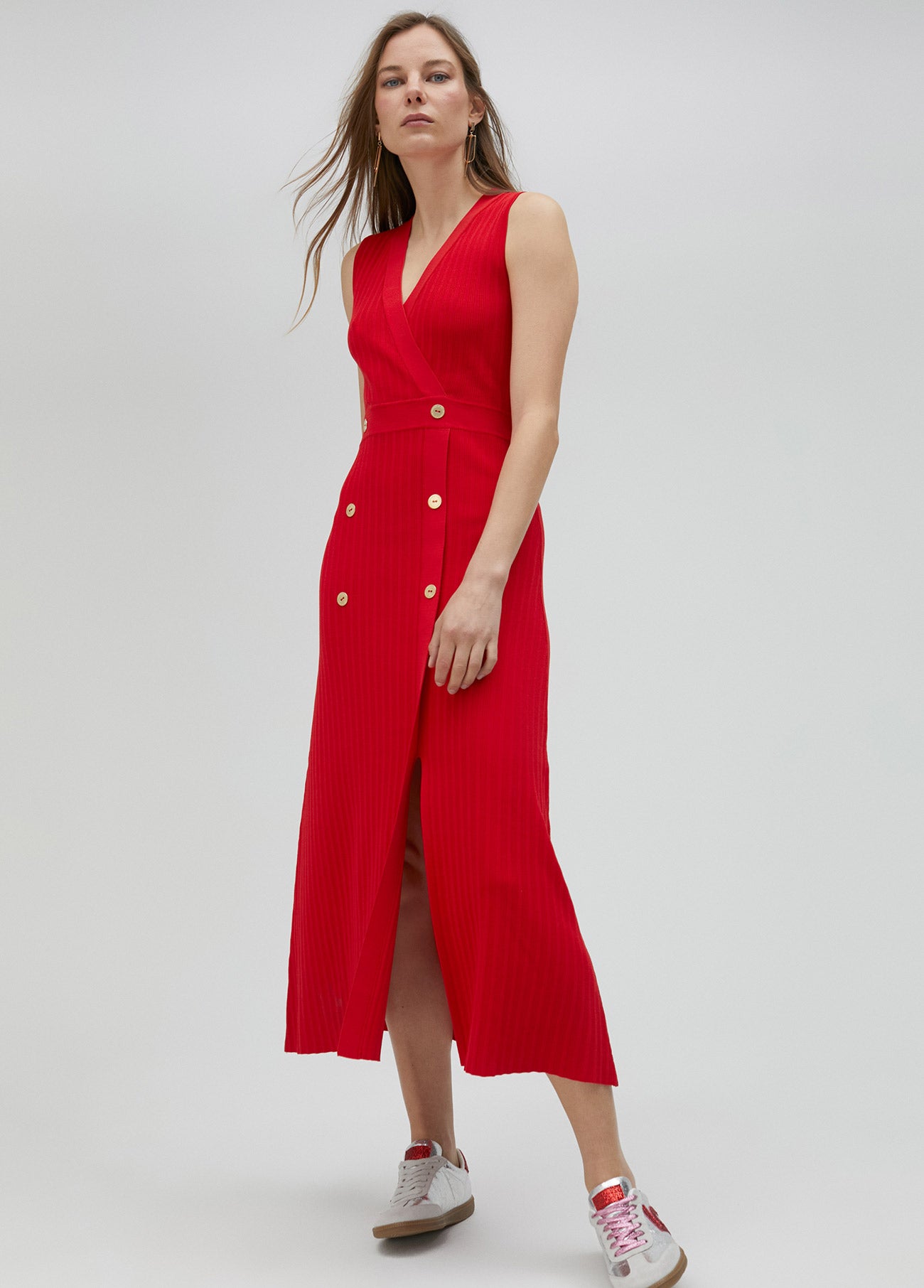 Red knit dress
