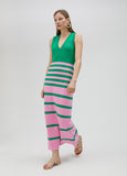 Long two-tone knit dress