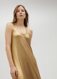 Long gold strappy dress