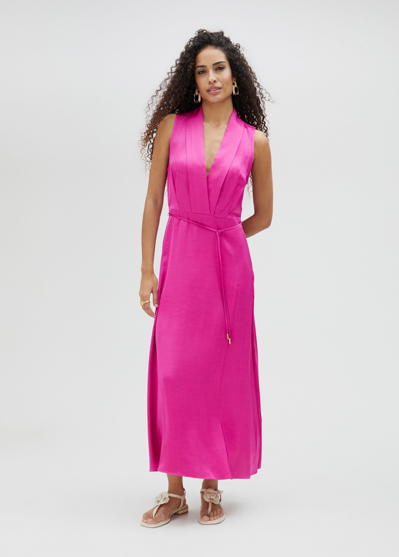 V-neck midi dress