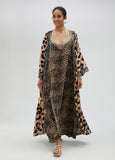 Long kimono with mini leopard print