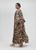 Long kimono with mini leopard print