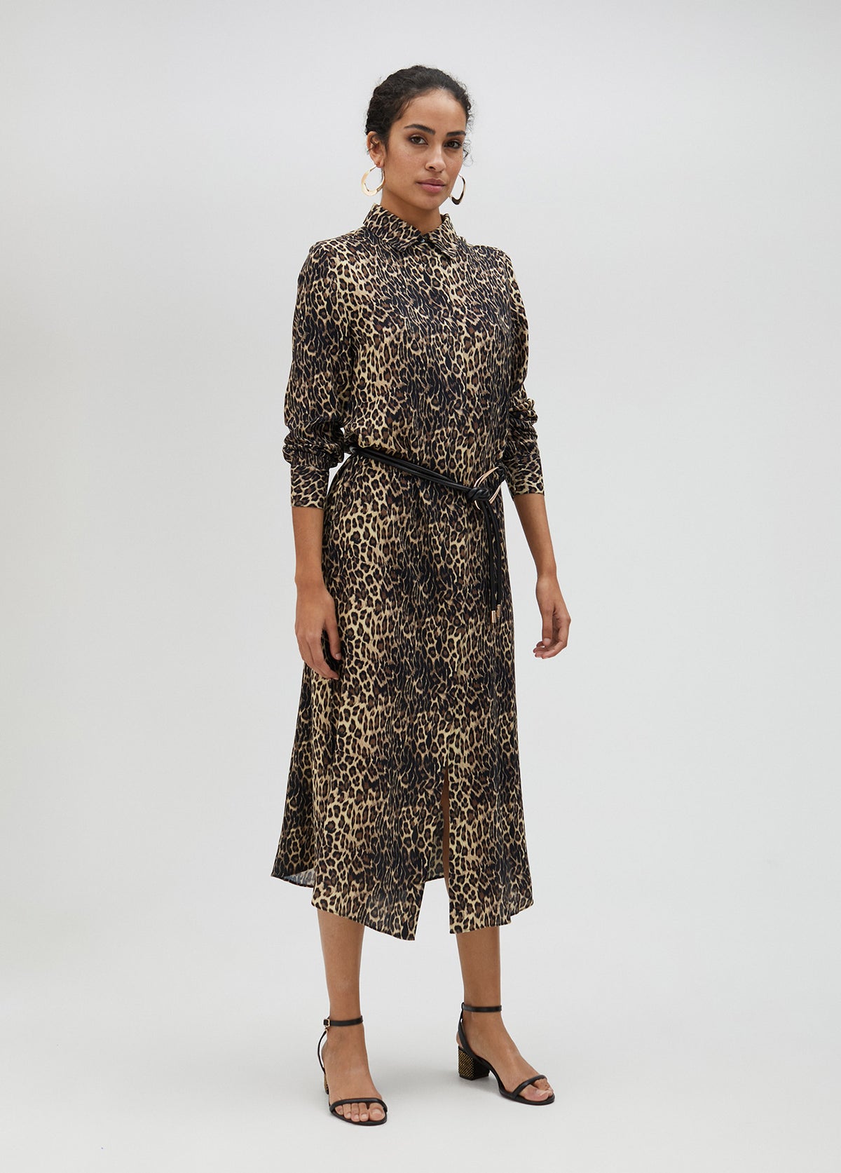 Animal print shirt dress