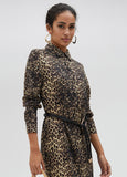 Animal print shirt dress