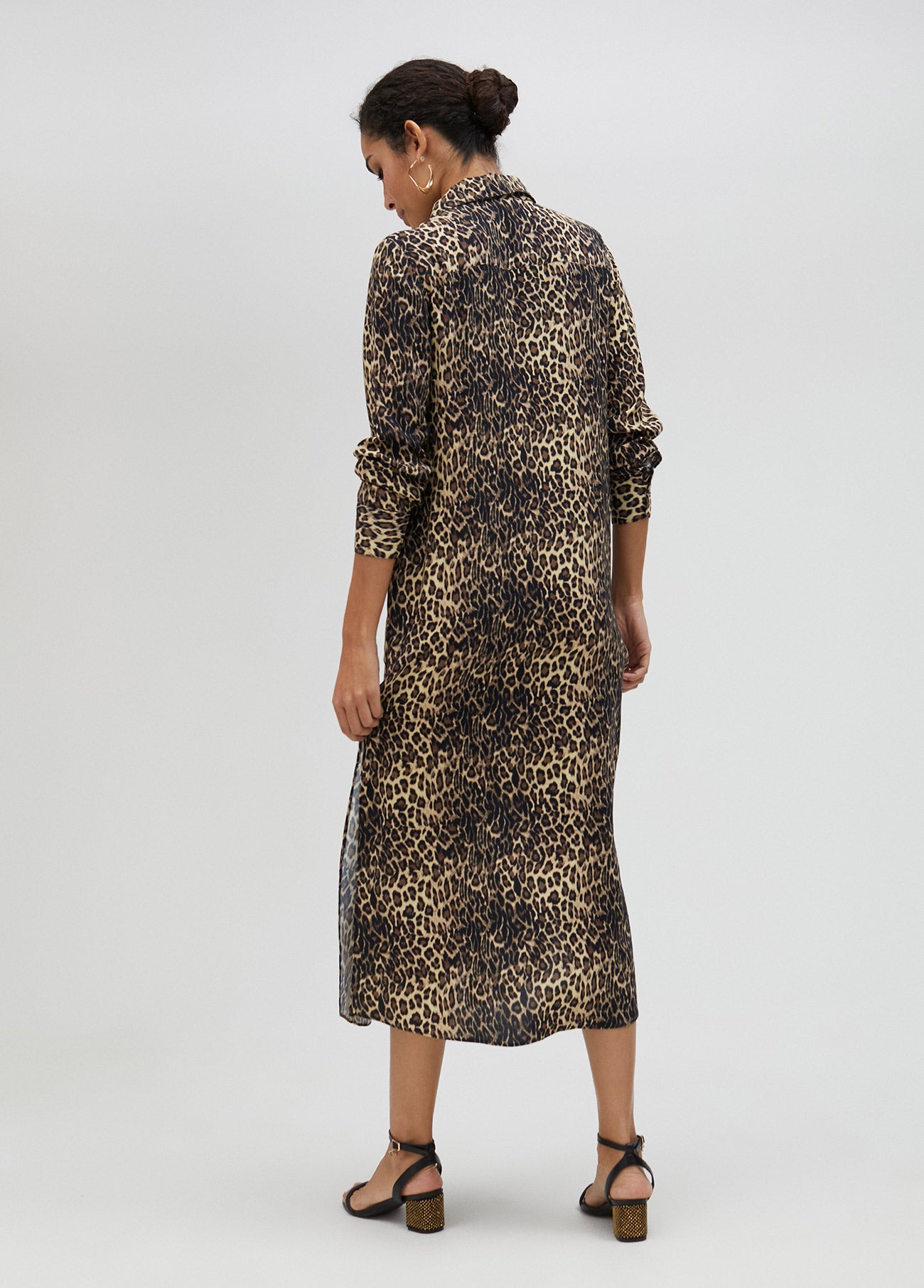 Animal print shirt dress