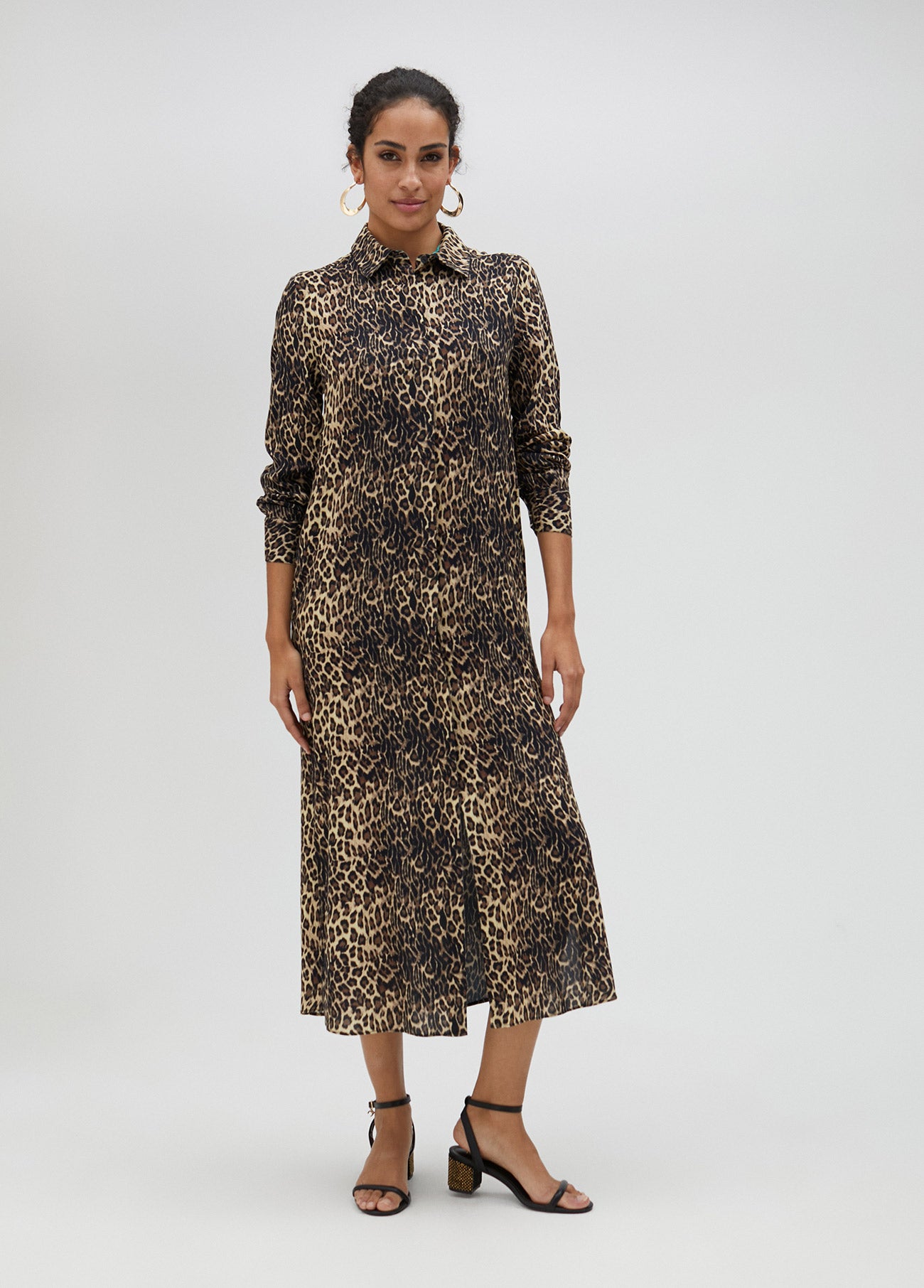 Animal print shirt dress