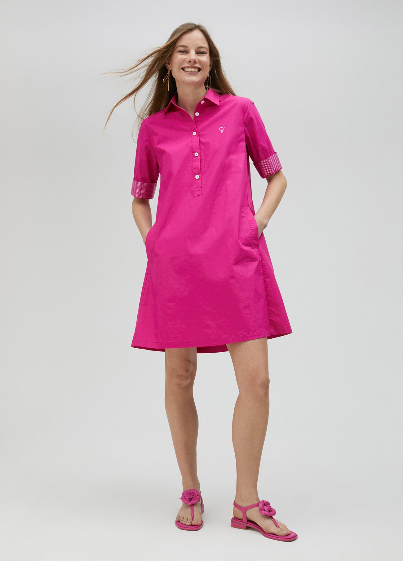 Dress with rhinestone detail sleeves