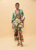 Multicolor Palm Print Kimono