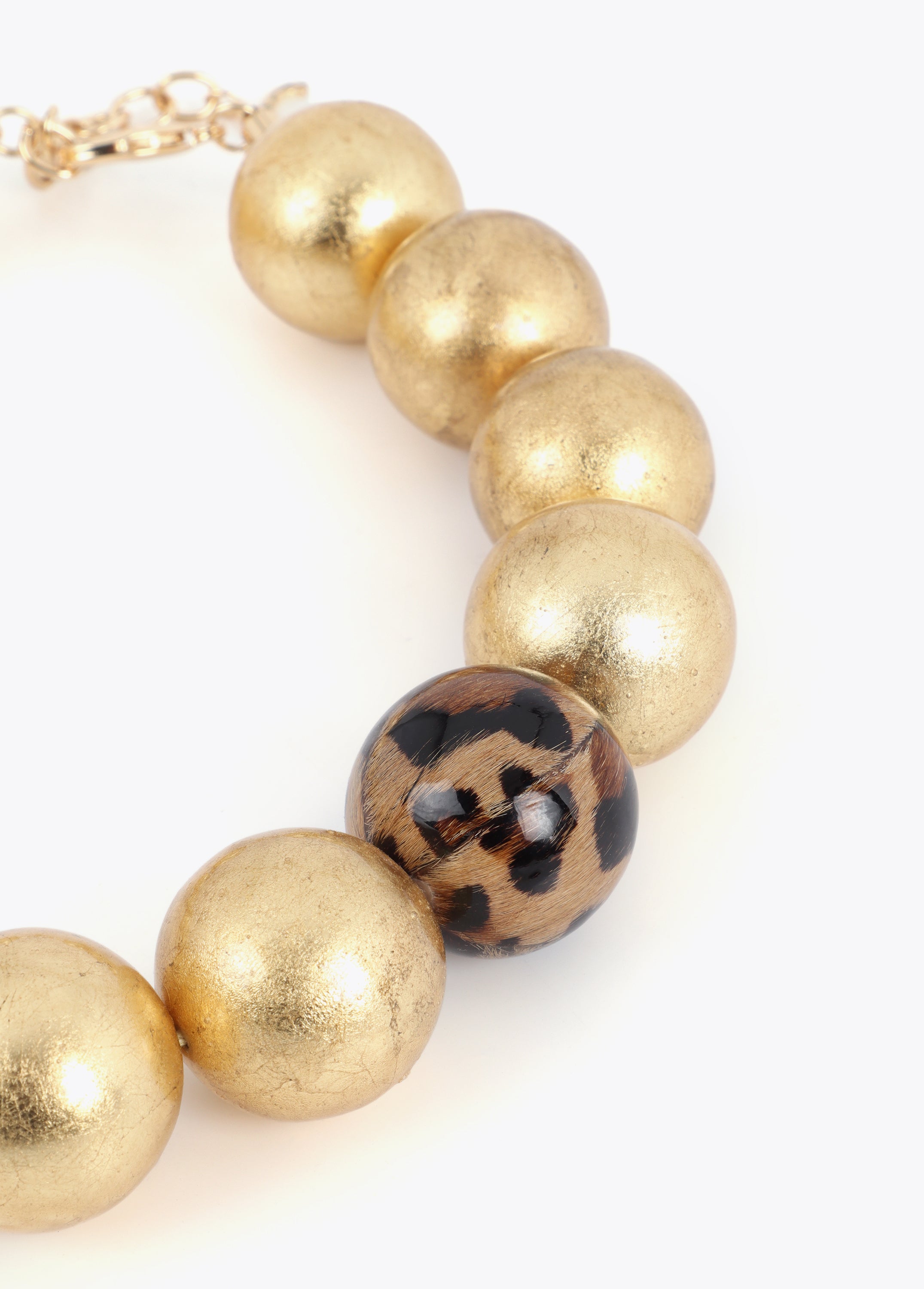 Maxi Bead Necklace with Animal Print Detail