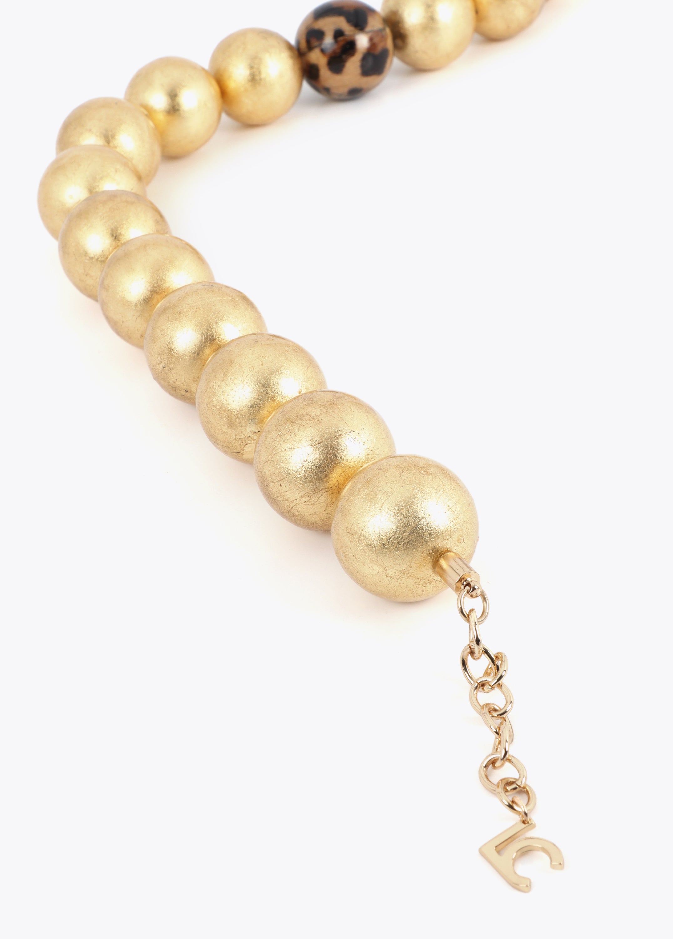 Maxi Bead Necklace with Animal Print Detail