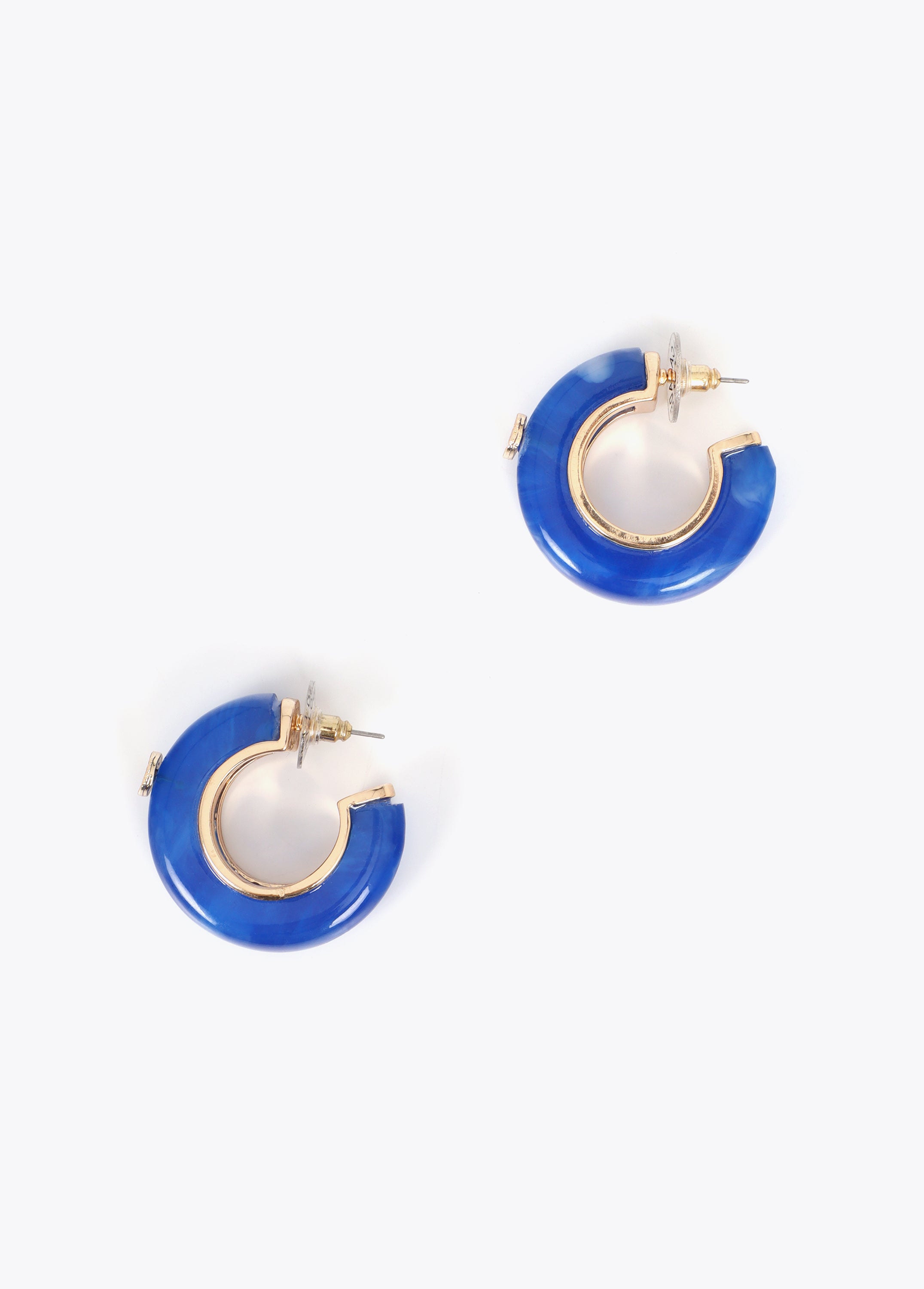 Chunky Hoop Earrings in Blue Acrylic