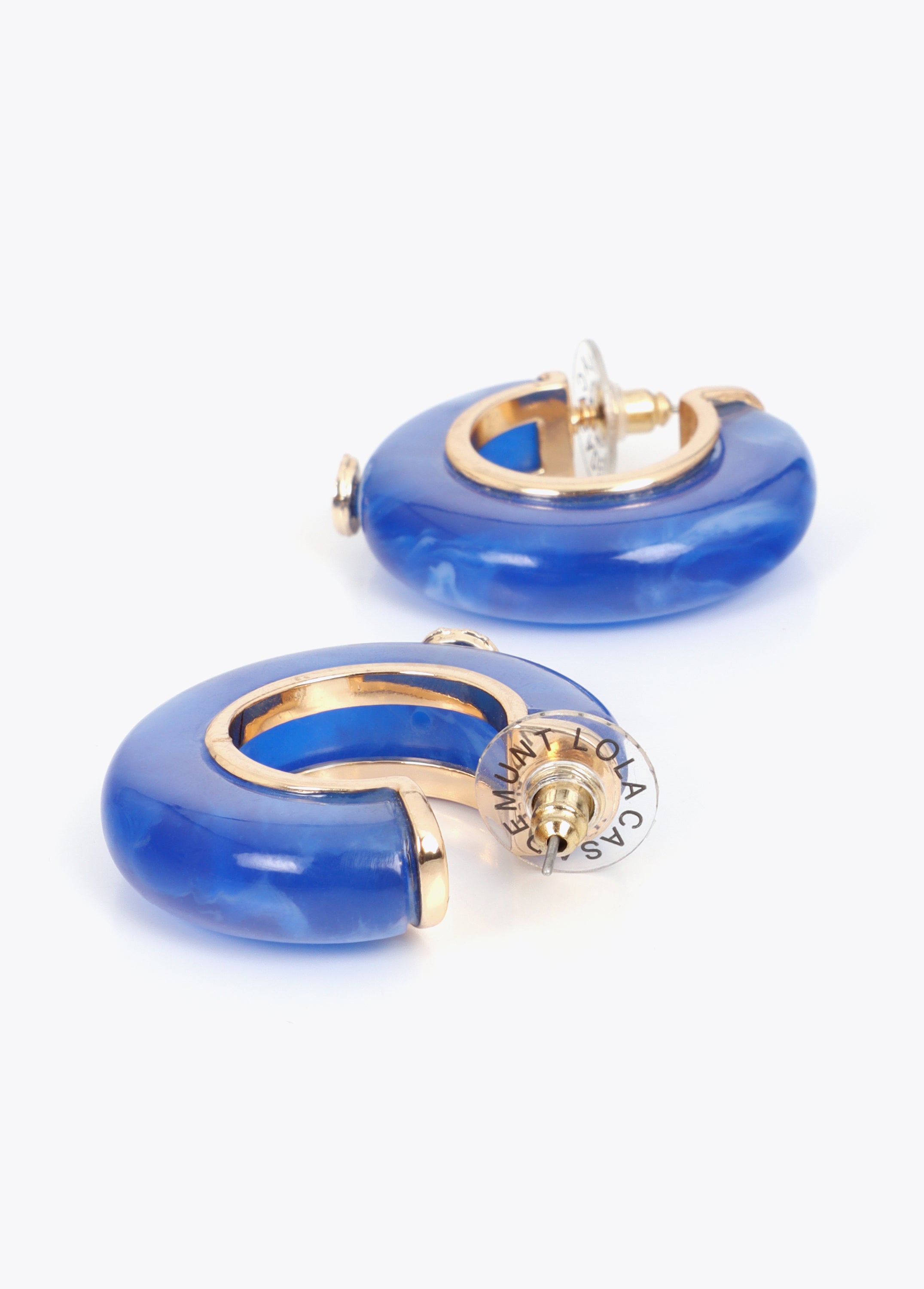 Chunky Hoop Earrings in Blue Acrylic