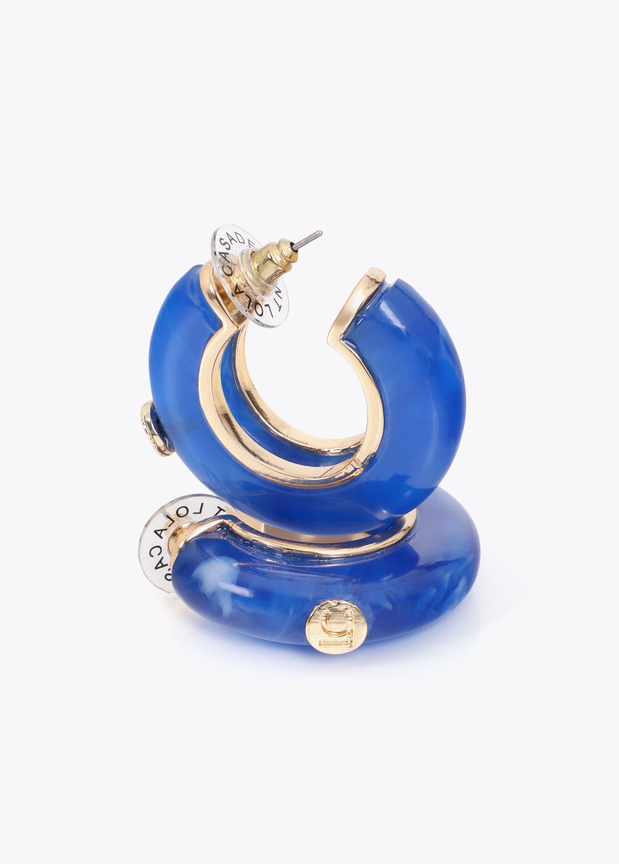Chunky Hoop Earrings in Blue Acrylic
