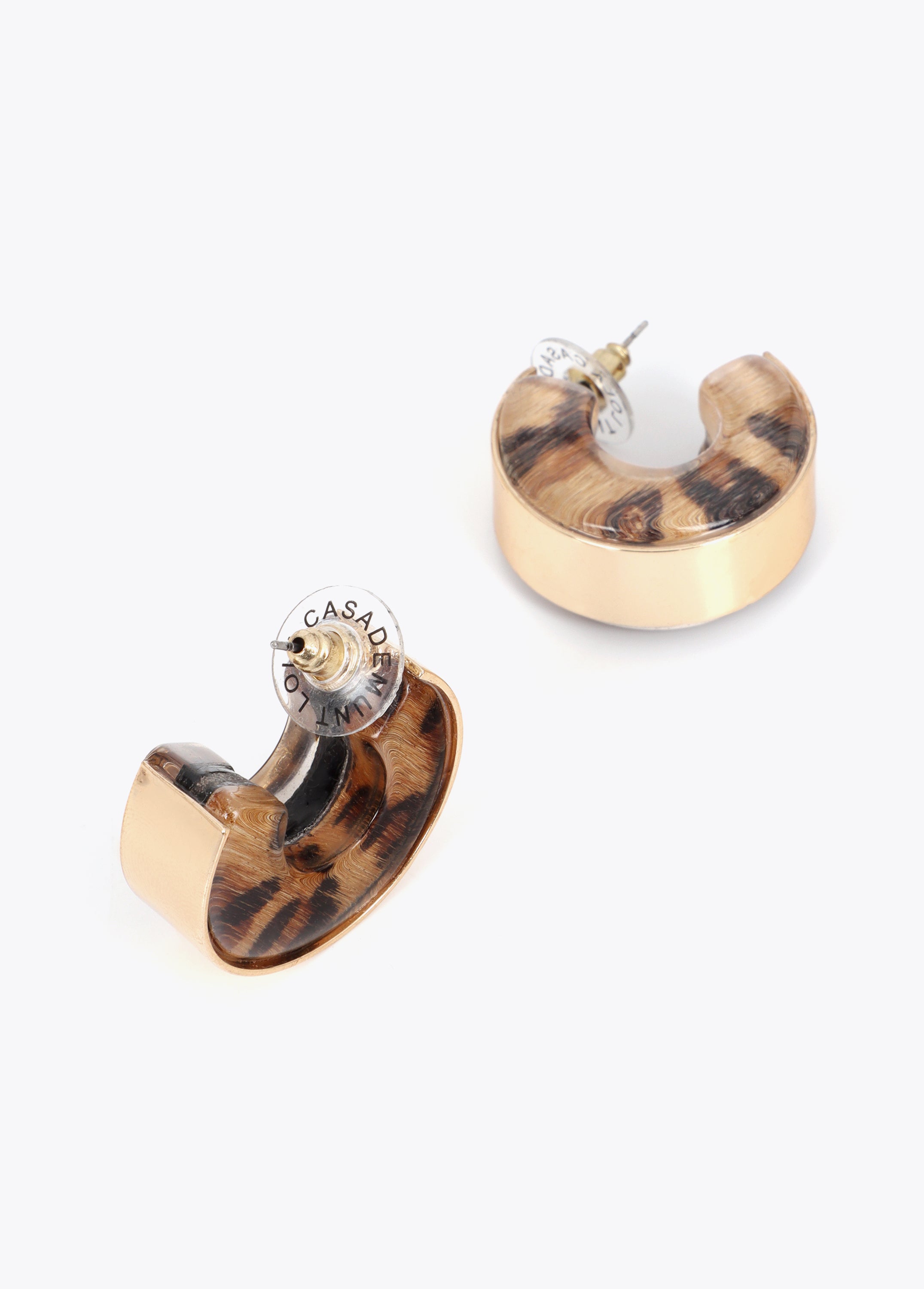 Metal and Animal Print Hoop Earrings