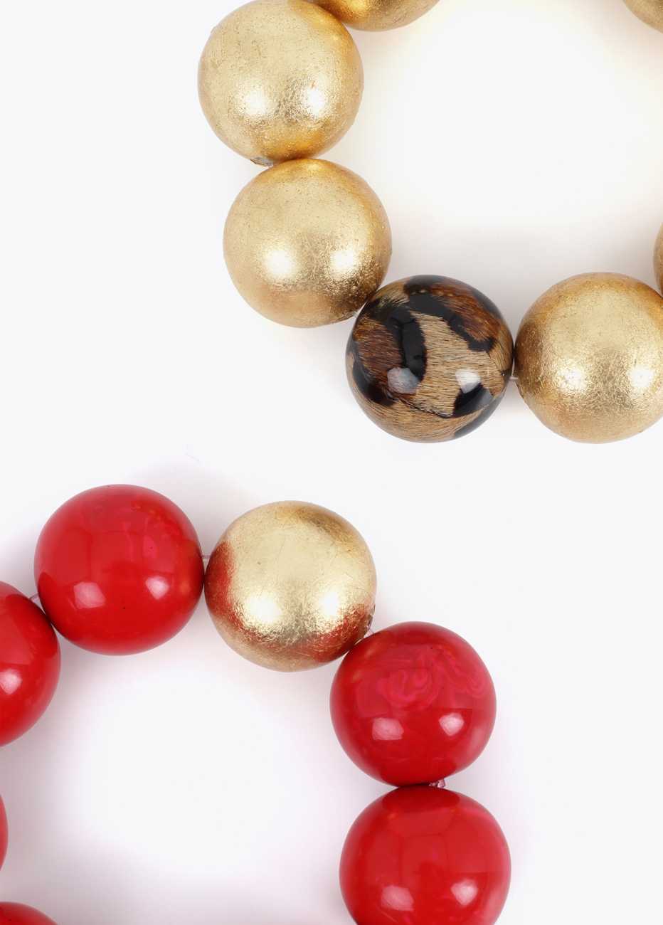 Maxi Bead Bracelet with Animal Print Detail