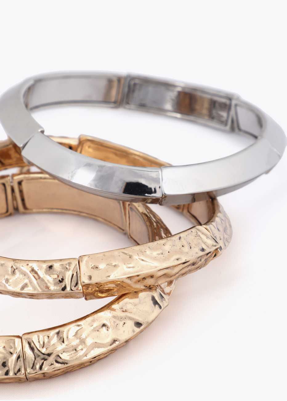 Bicolor Texture Elastic Bracelets Set