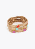 Set of Metallic Elastic Bracelets with Colorful Details