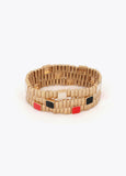 Set of Metallic Elastic Bracelets with Colorful Details