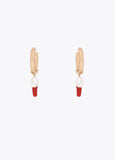 Hoop Earrings with Coral and Pearl Charms