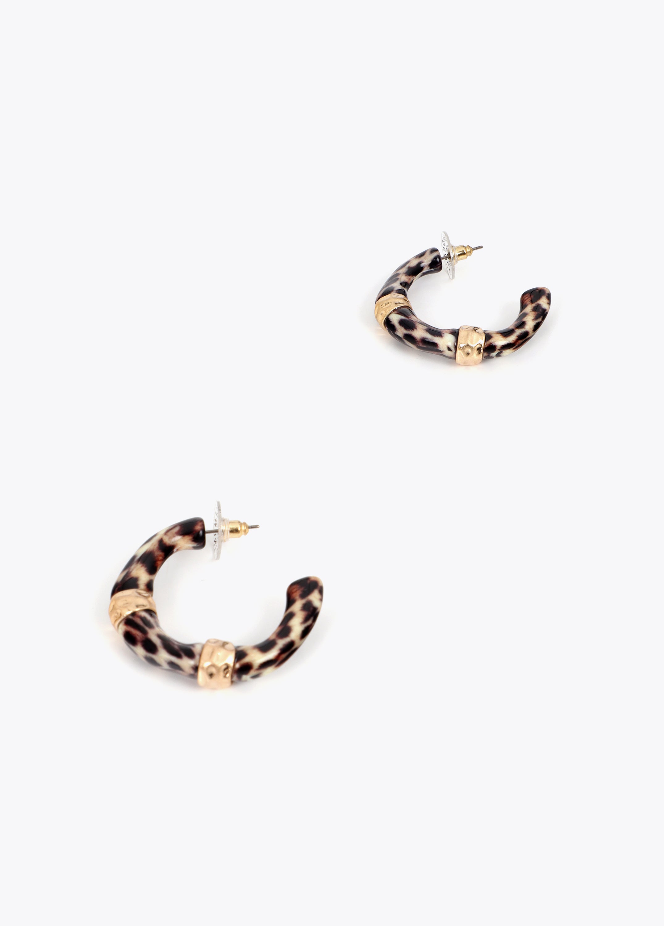 Bamboo Effect Hoop Earrings Animal Print