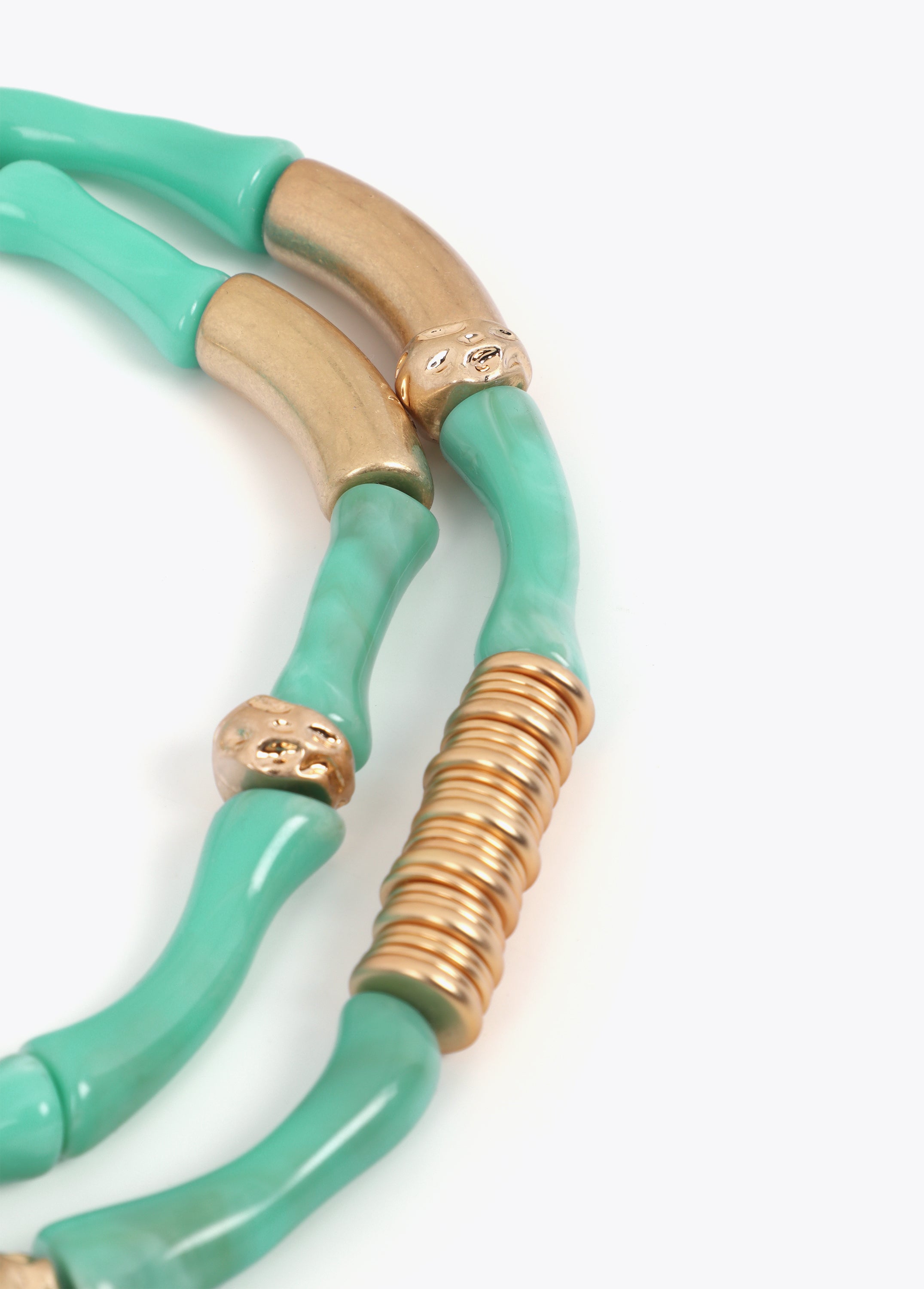 Pack of Two Combined Necklaces with Bamboo-Effect Metal Pieces