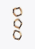 Elastic Bracelet Set with Bamboo Effect Metal Pieces Animal Print