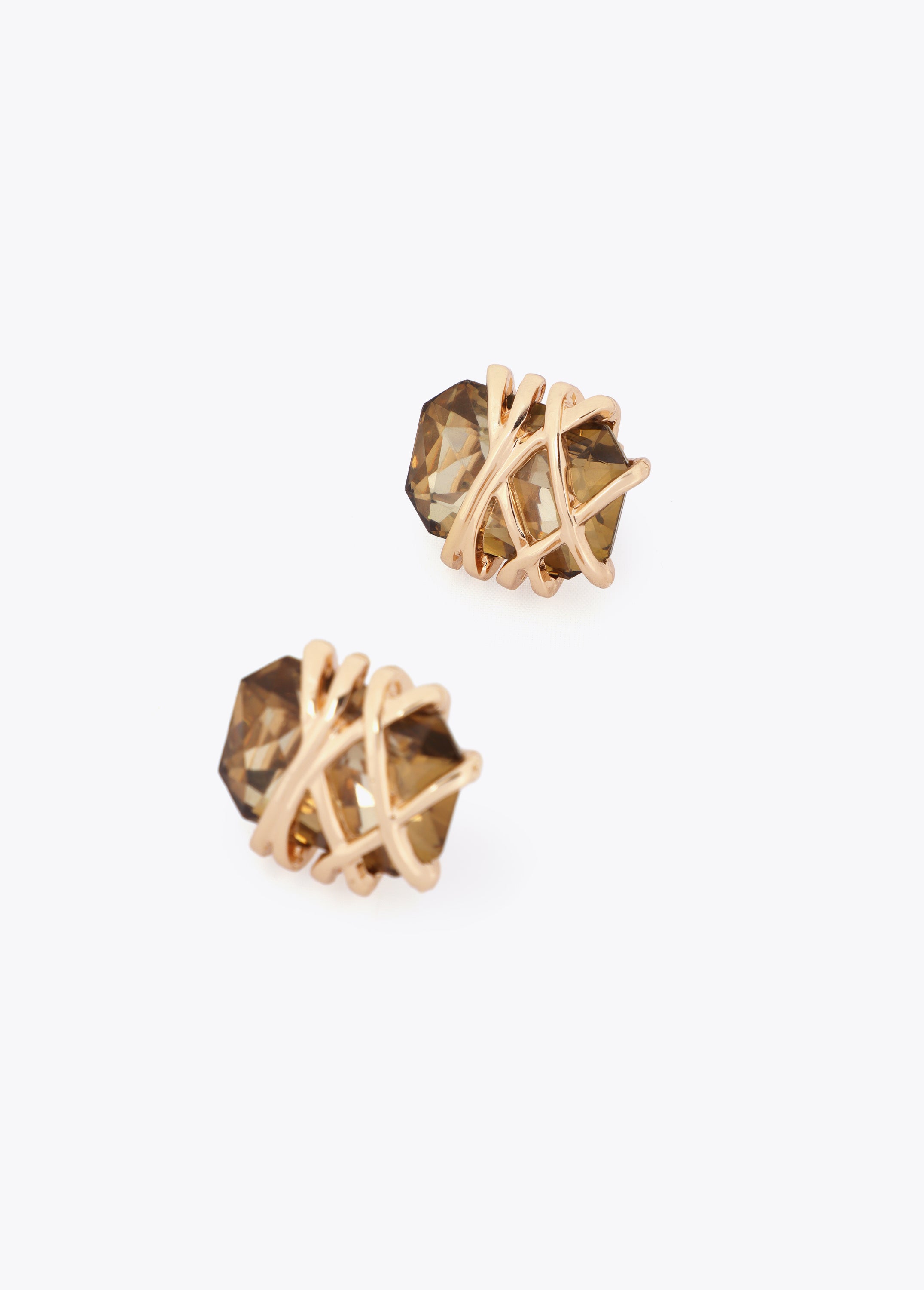 Maxi Crystal Earring with Metallic Detail