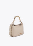 Red Crossbody Bag with Perforated Metal Handle