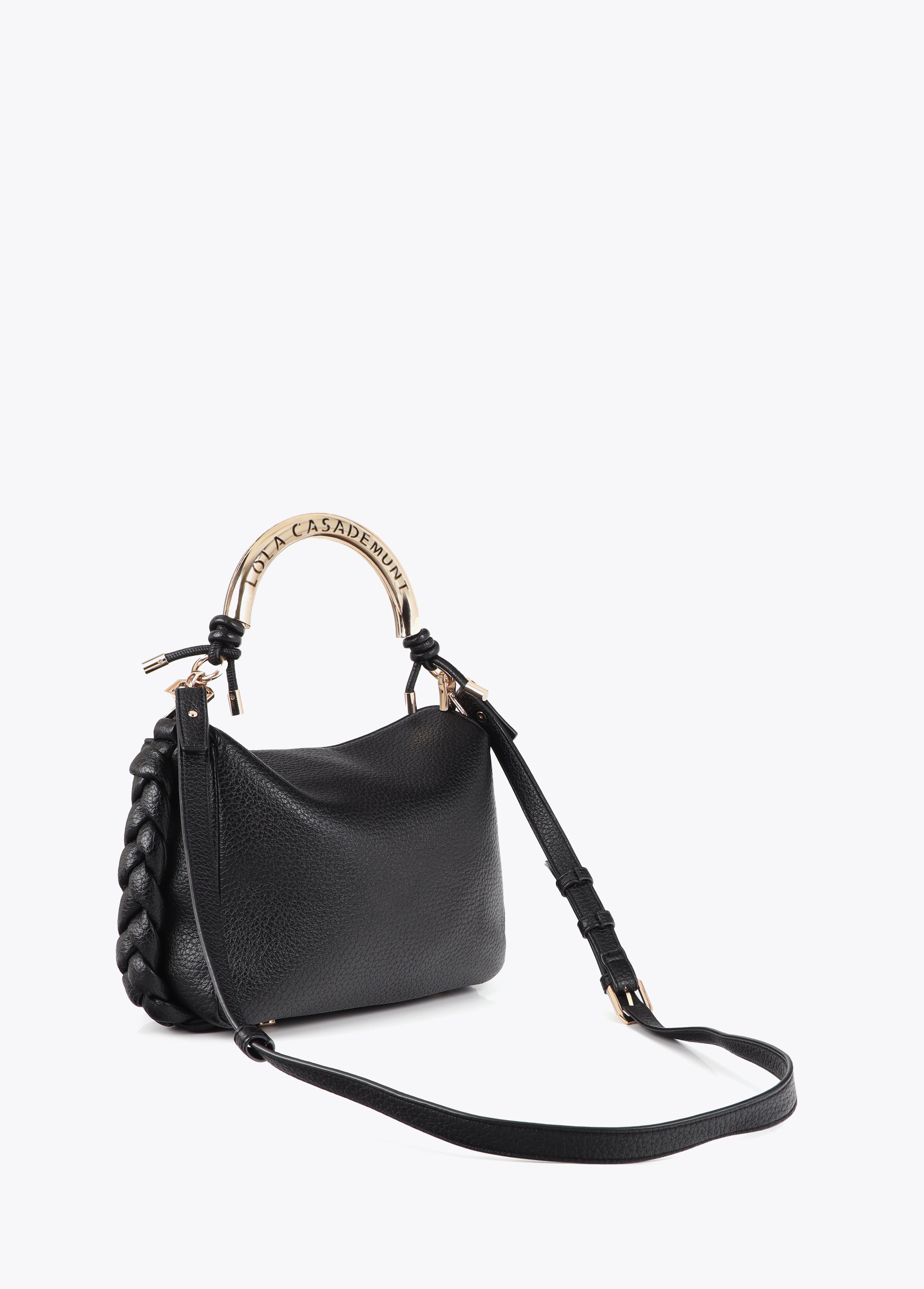 Red Crossbody Bag with Perforated Metal Handle