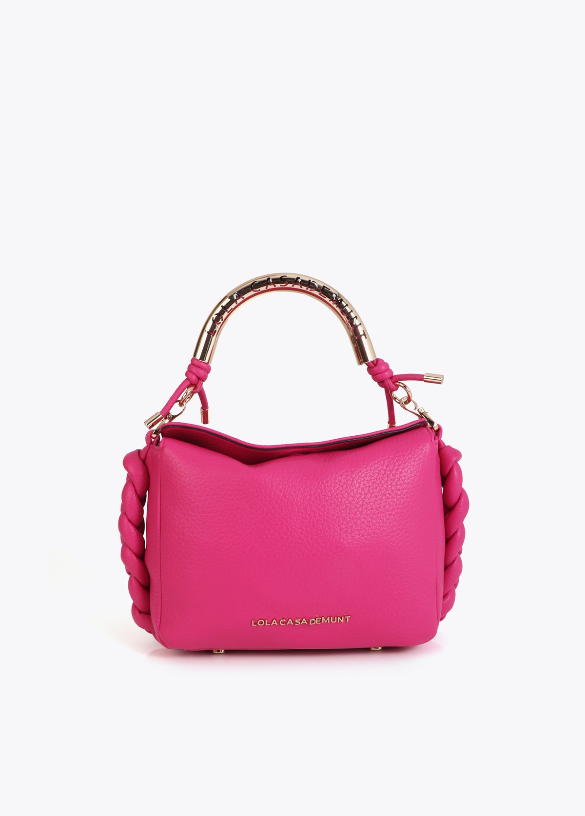Red Crossbody Bag with Perforated Metal Handle