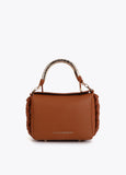 Red Crossbody Bag with Perforated Metal Handle