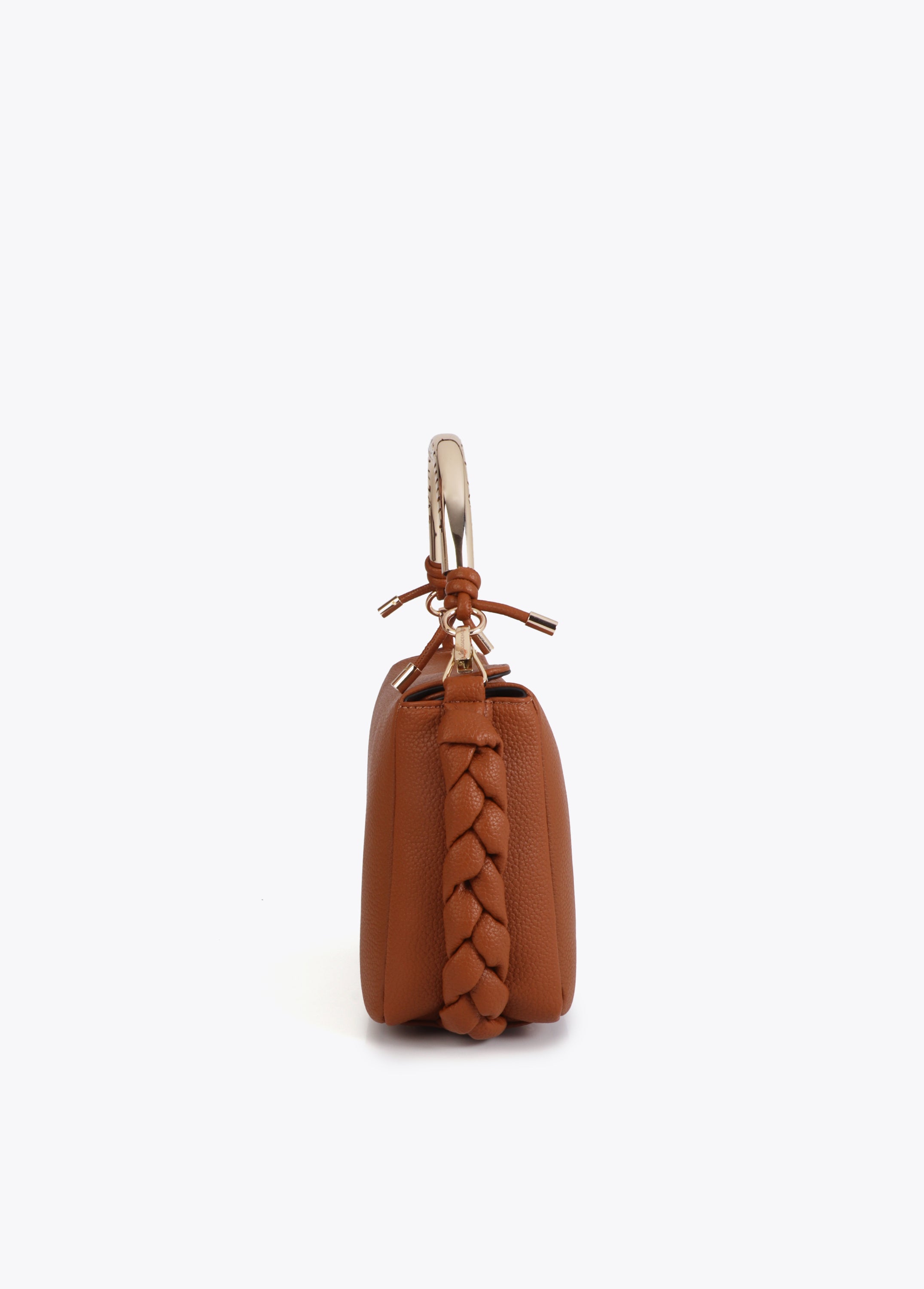 Red Crossbody Bag with Perforated Metal Handle